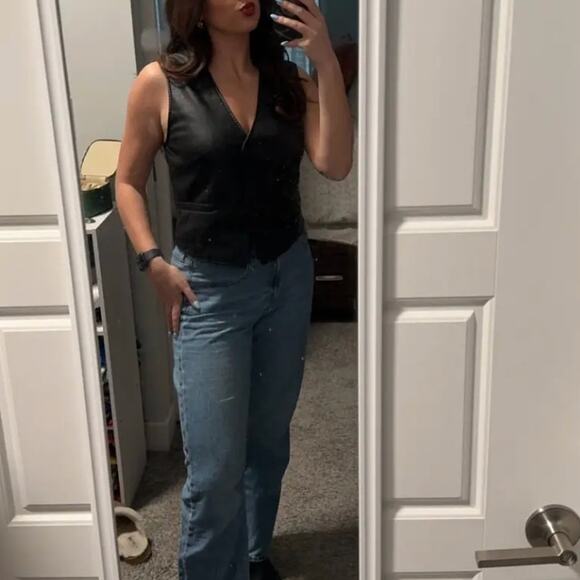 Pistola Black Faux Leather Vest Medium Menswear Dark Academia Whimsigoth $128 - Picture 3 of 10